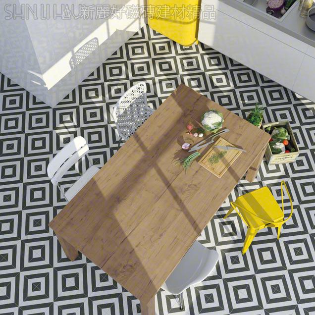 西班牙花磚特價-黛蒂拼接花磚-黑色花磚 (7種隨機)7299MAO-LA22451