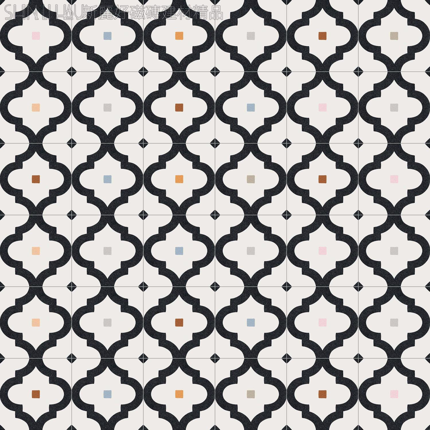 西班牙花磚特價-黛蒂拼接花磚-黑色花磚 (7種隨機)7299MAO-LA22451