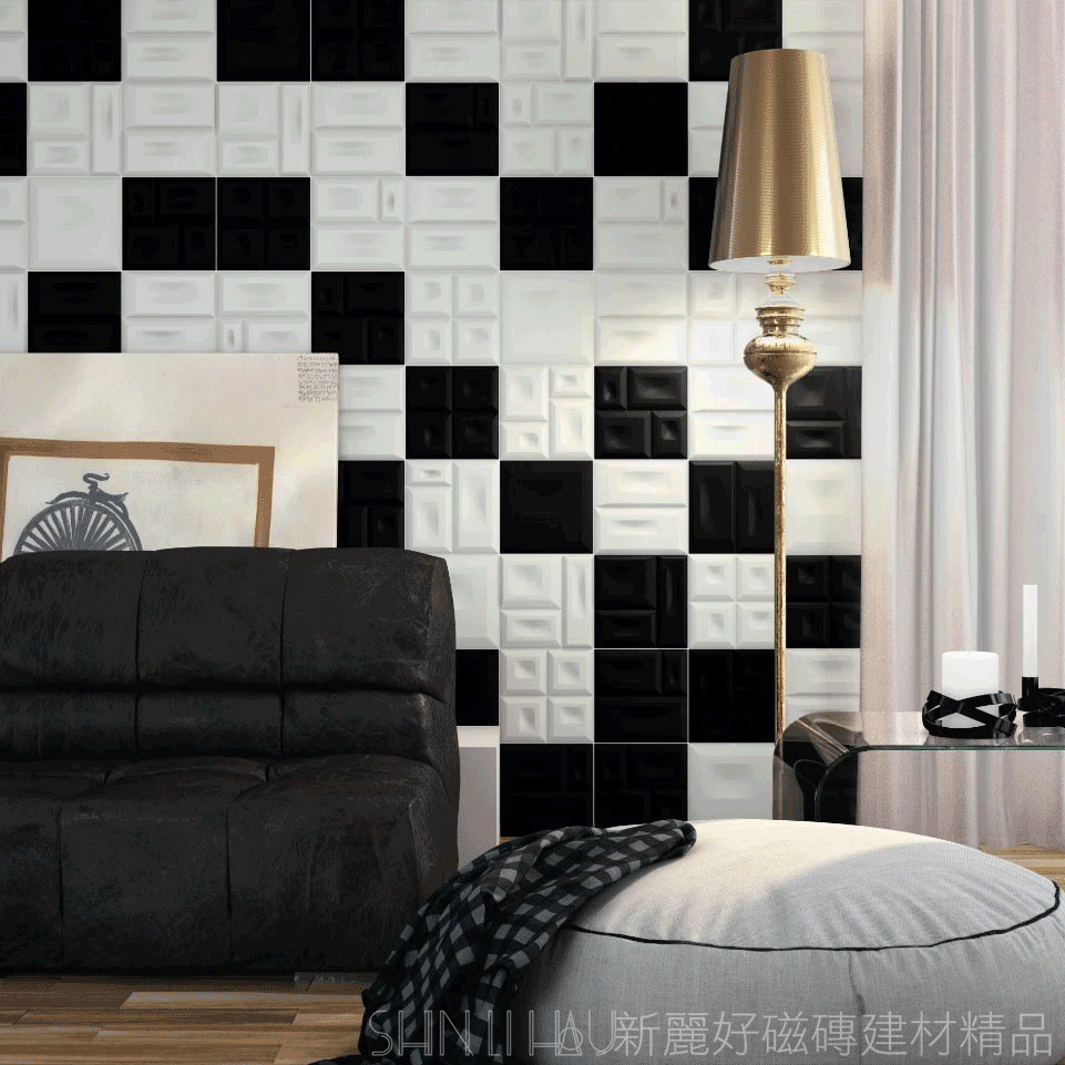 西班牙地鐵磚特價-立體方塊壁磚-霧黑8899JCR2827N