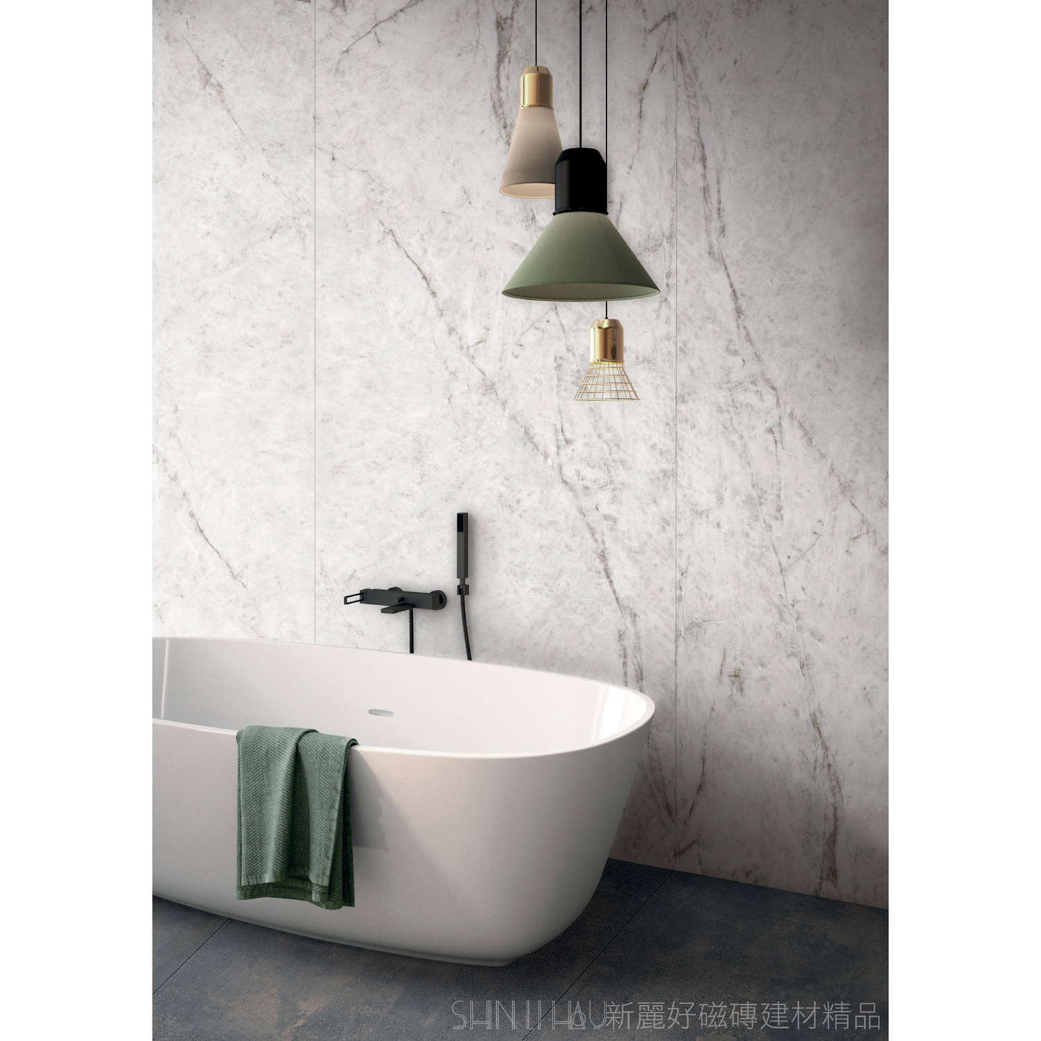 義大利電視牆磁磚特價-冰鑽白大理石薄板磚-峰雅石AK1286411P