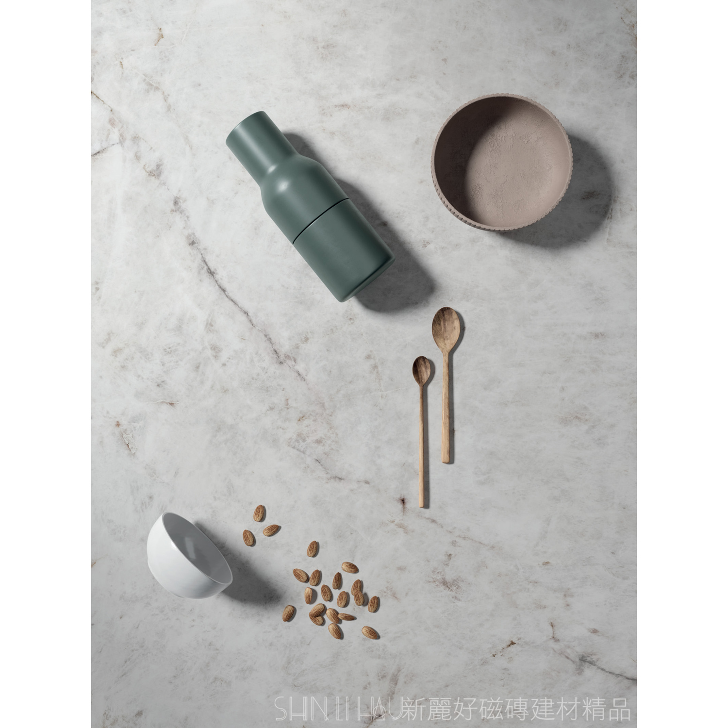 義大利電視牆磁磚特價-冰鑽白大理石薄板磚-峰雅石AK1286411P