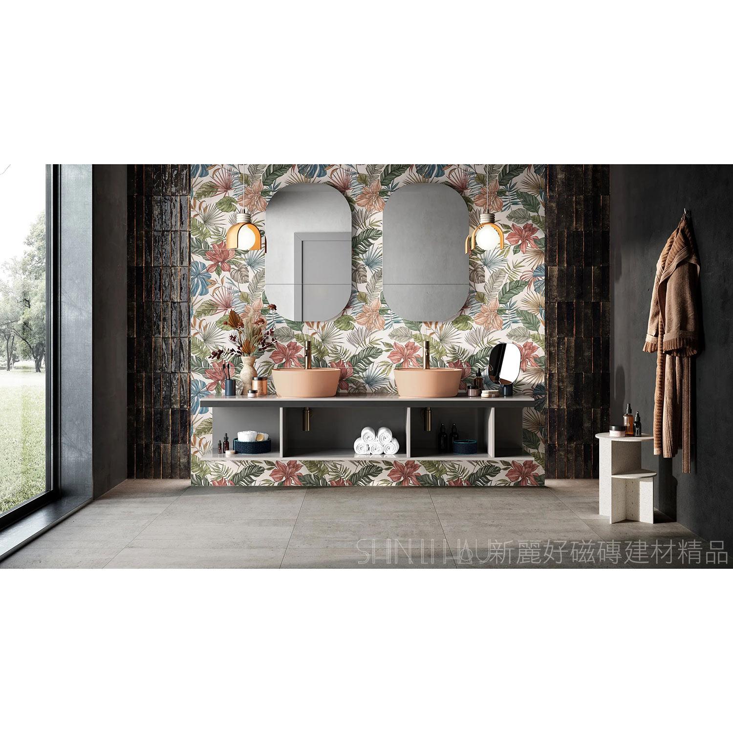 花磚-繁花綻放-黑-泥雅清水模磚40x80繁花綻放-黑