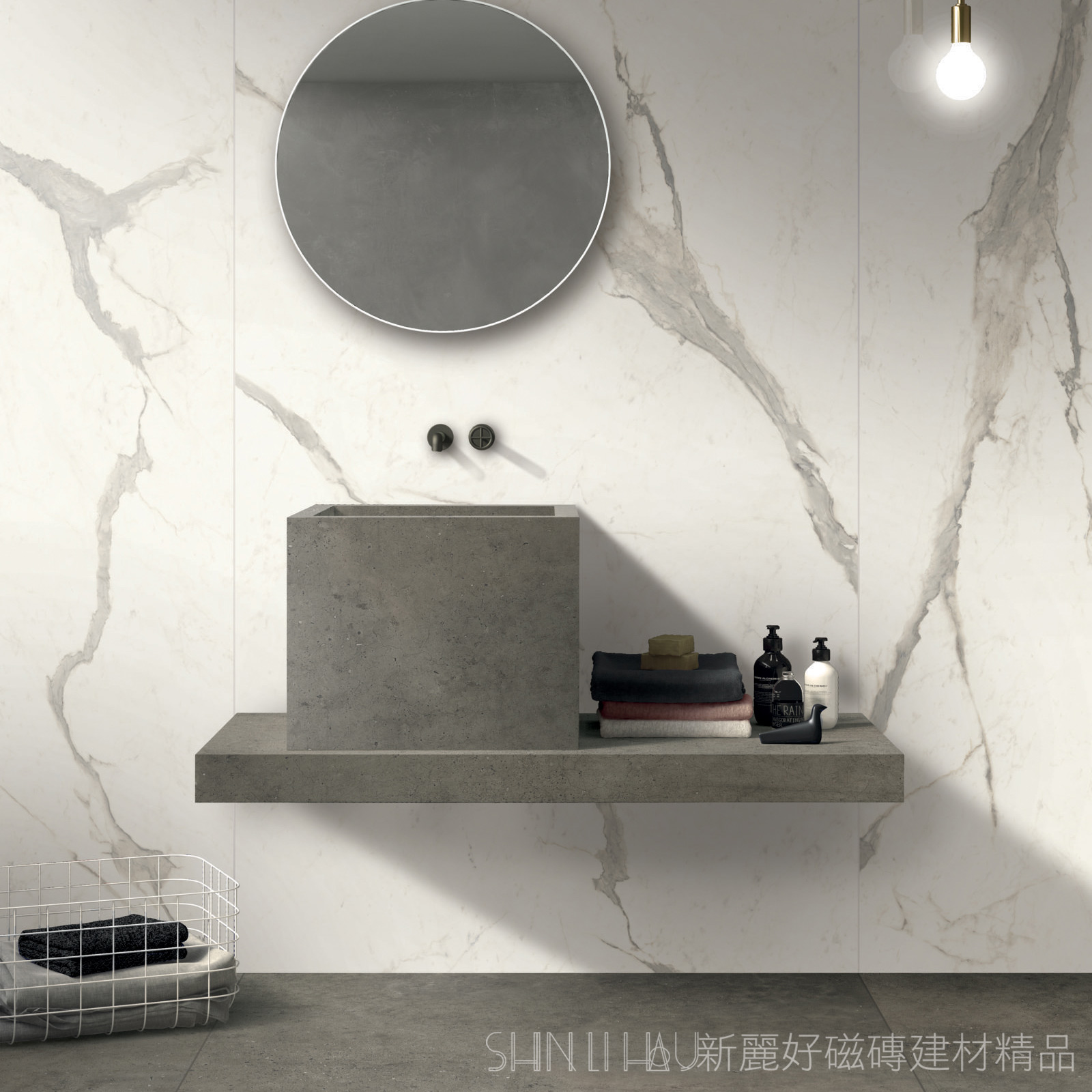 義大利電視牆大板磚特價-雕刻白薄板磚-峰雅石茗匠白FK1288112M