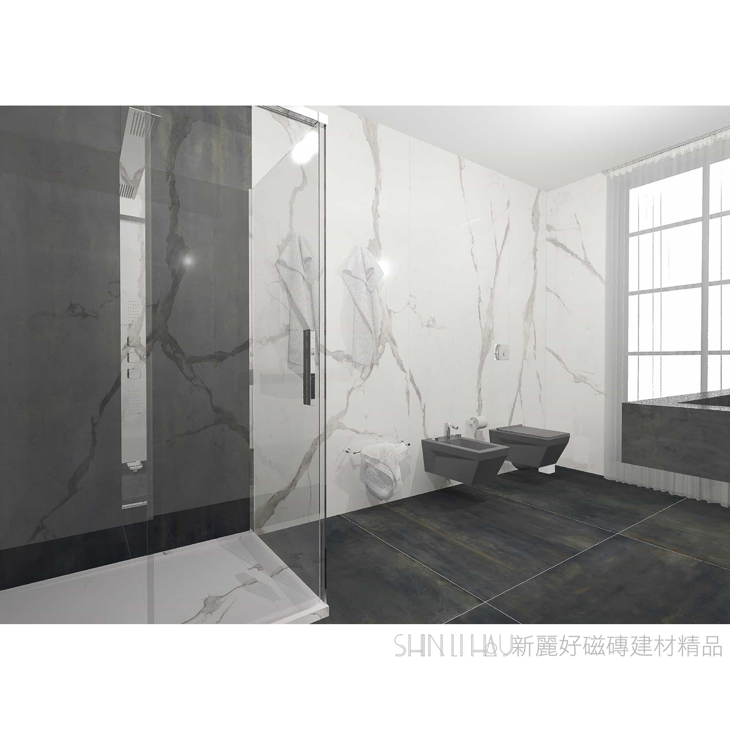 義大利電視牆大板磚特價-雕刻白薄板磚-峰雅石茗匠白FK1288112M