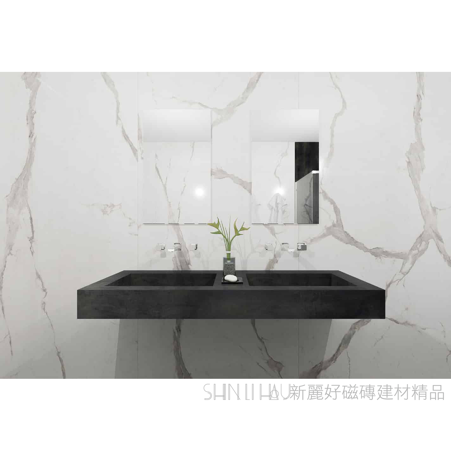 義大利電視牆大板磚特價-雕刻白薄板磚-峰雅石茗匠白FK1288112M