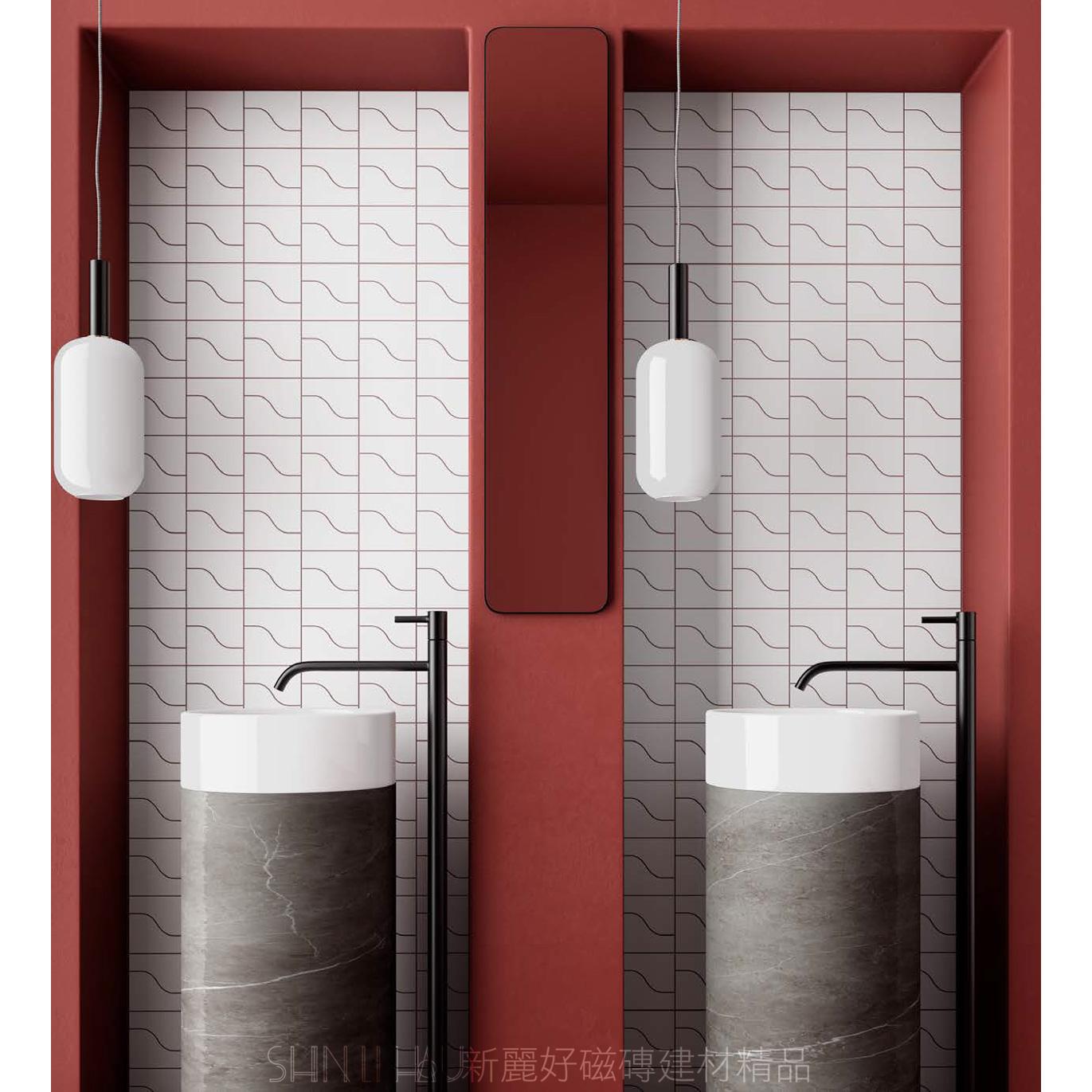 浪漫酒紅色-翊曲波浪邊小磚V808翊曲酒紅68200