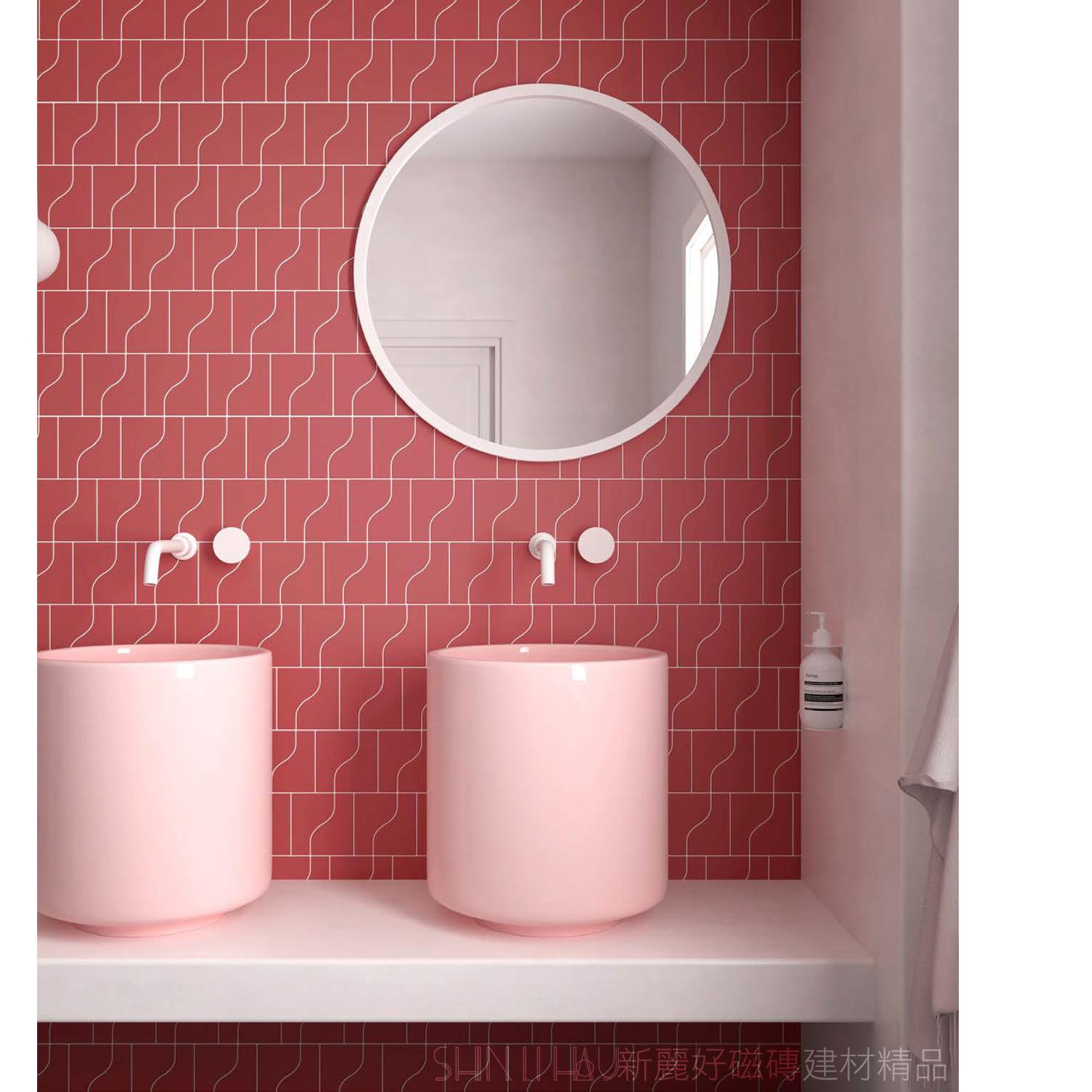 浪漫酒紅色-翊曲波浪邊小磚V808翊曲酒紅68200