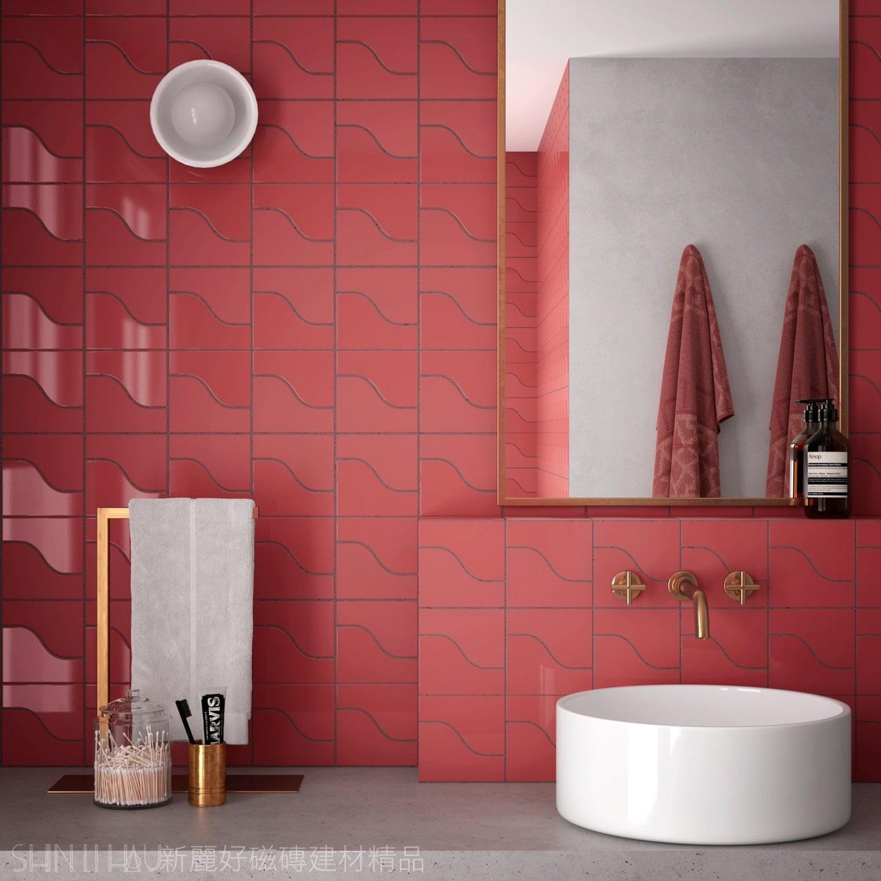 浪漫酒紅色-翊曲波浪邊小磚V808翊曲酒紅68200