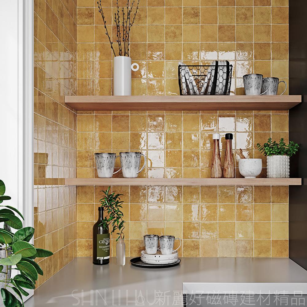 亮面手工磚推薦-堤伯遜復古磚-黃金色K406RBB1372G30500