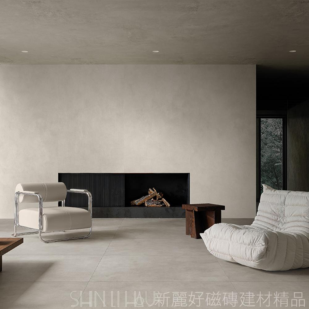 本質水泥 煙暖灰｜60x120 義式水泥紋｜霧面質感｜大器灰階｜客廳/大廳/電視牆詳樣式圖