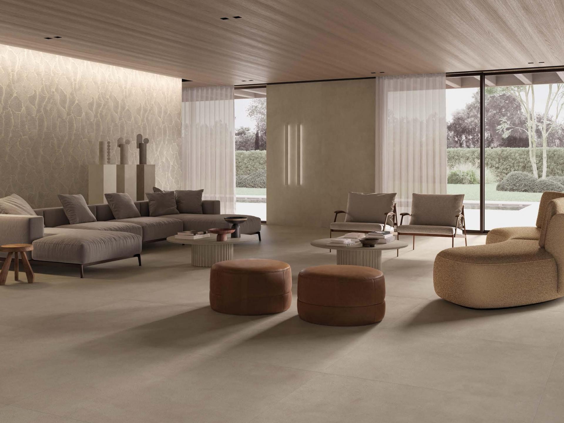 本質水泥 煙暖灰｜60x120 義式水泥紋｜霧面質感｜大器灰階｜客廳/大廳/電視牆詳樣式圖